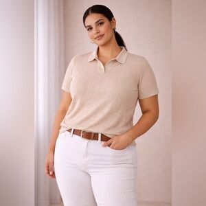 NWT Hollister Beige Boxy Textured Polo